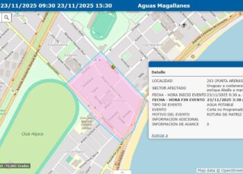 Aguas Magallanes : Corte no progamado hoy domingo 23/11/25