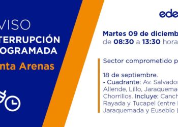 Corte programado de energía afectará a vecinos del sector 18 de Septiembre en Punta Arenas este martes