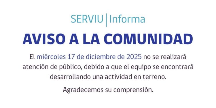 SERVIU Informa | Oficina de Atención de Público suspenderá funciones por entrega masiva de viviendas en Punta Arenas