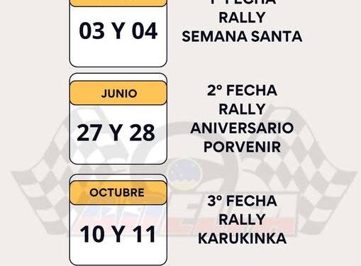 4 fechas contempla campeonato de rally Adelfa 2026, la primera se correrá en semana santa.