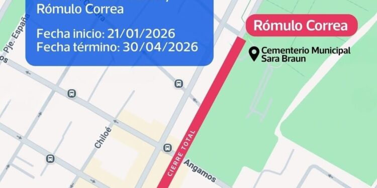 Anuncian cierres parciales de tránsito en sectores de Avenida Bulnes y calle Chiloé en Punta Arenas