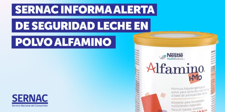 Sernac informa sobre alerta de seguridad alimentaria por leche en polvo infantil Alfamino.