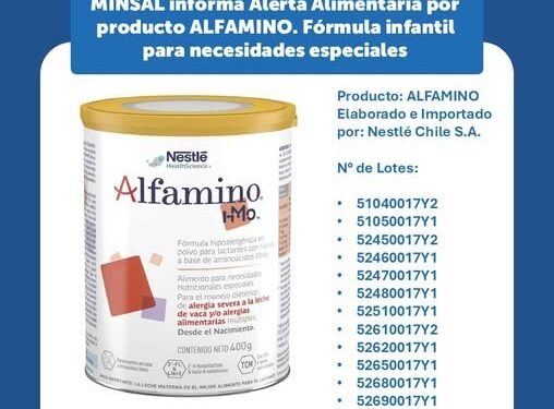 Ministerio de Salud emite alerta alimentaria por fórmula infantil Alfamino