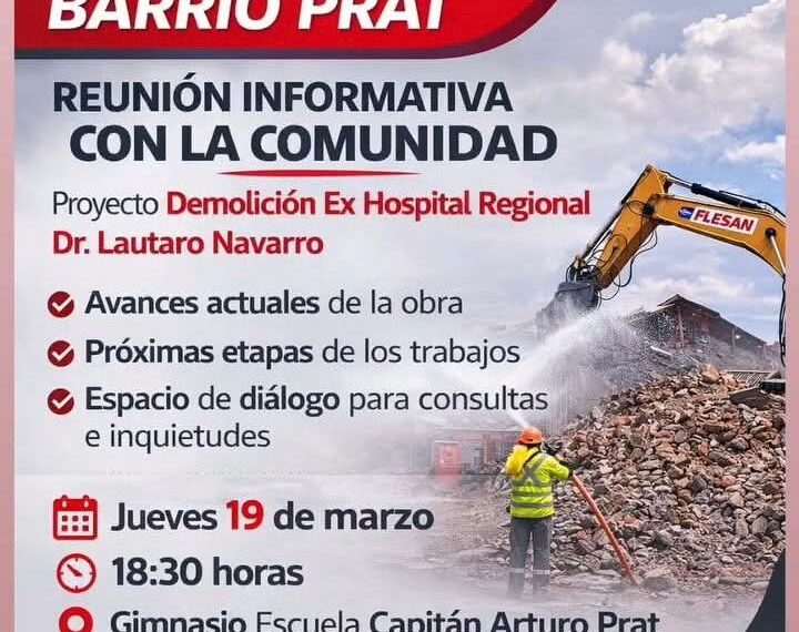 FLESAN convoca a vecinos del Barrio Prat a reunión informativa por demolición del ex Hospital Regional
