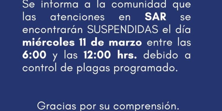 Suspenden atenciones en SAR del CESFAM Damianovic por control de plagas