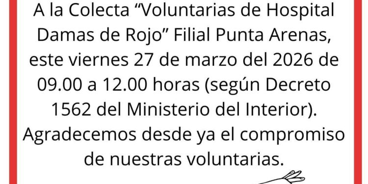 Voluntarias de Hospital Damas de Rojo realizarán colecta solidaria en Punta Arenas
