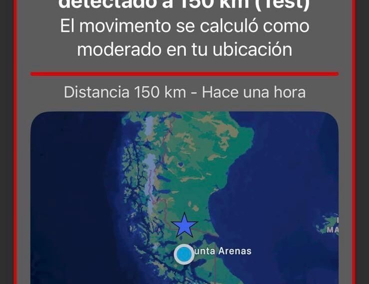 Alerta sísmica reporta sismo preliminar de magnitud 5.5 cercano a Punta Arenas