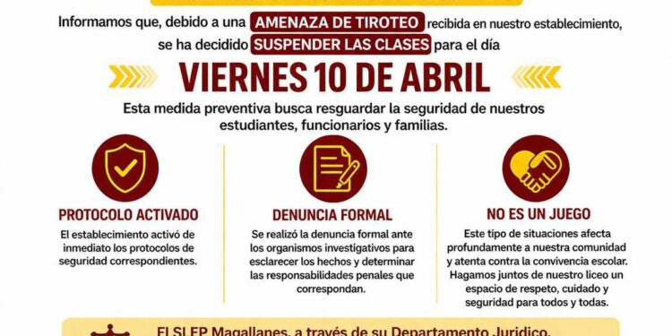 Suspenden clases por amenaza de tiroteo en establecimiento educacional