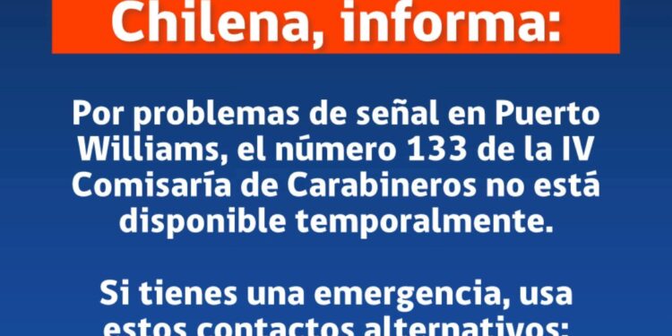 Problemas de señal afectan número de emergencias 133 en Puerto Williams