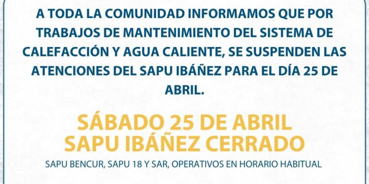Suspenderán atenciones en SAPU Ibáñez por trabajos de mantención este sábado en Punta Arenas