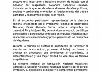 Renovación Nacional Magallanes y senador Alejandro Kusanovic sostienen reunión para abordar desafíos regionales