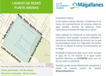 Aguas Magallanes anuncia lavado de redes en Punta Arenas sin interrupción del suministro