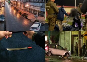 Dos detenidos por porte de arma blanca y millonarios daños tras choques contra postes en Punta Arenas