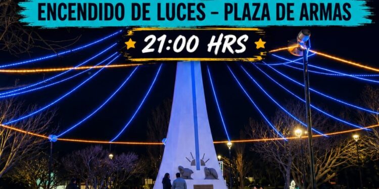 Con el tradicional “encendido de luces” en la plaza, Porvenir enciende la magia de su 132° aniversario.