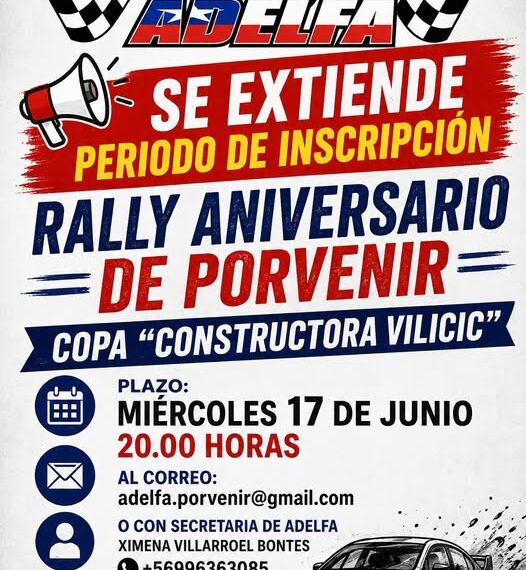 Rally Aniversario de Porvenir extiende el periodo de inscripciones hasta el día de hoy.