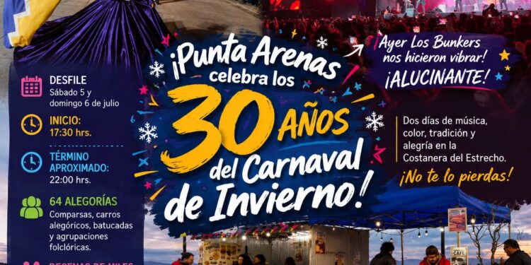 Tras una noche inolvidable con Los Bunkers, Punta Arenas se prepara para el gran desfile del Carnaval de Invierno