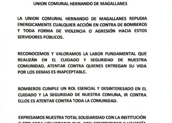Unión Comunal «Hernando de Magallanes» repudia enérgicamente agresión a Bomberos y entrega su total respaldo a la institución.