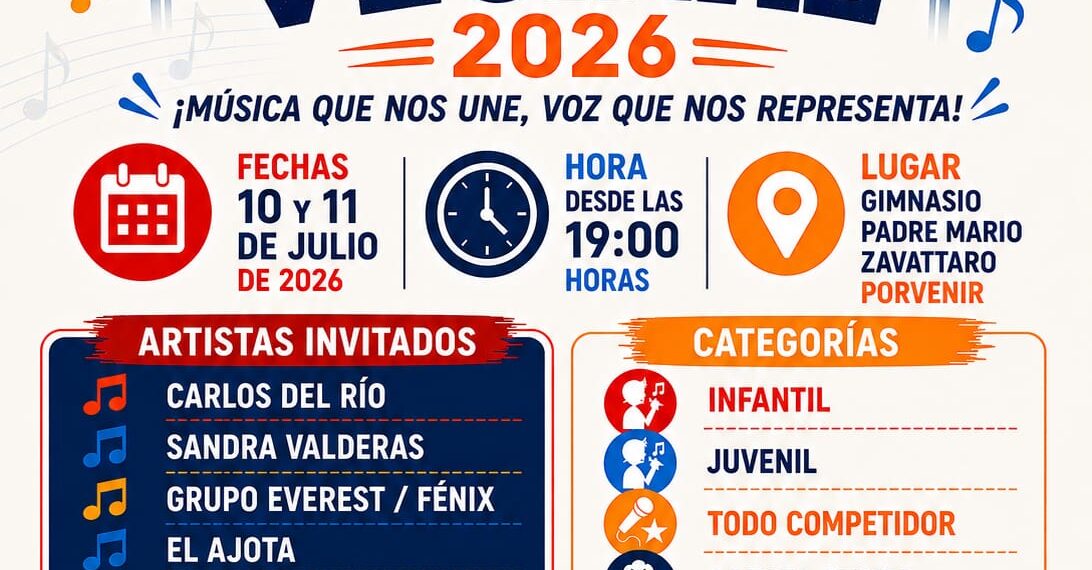 La música y el talento local se toman Tierra del Fuego: Porvenir se prepara para el 1.er Festival del Cantar Vecinal 2026