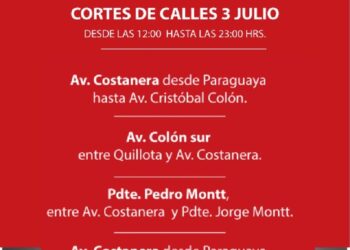Aplican cortes de tránsito en Avda. Costanera por masivo concierto de Los Bunkers en Las Invernadas.