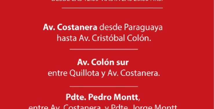 Aplican cortes de tránsito en Avda. Costanera por masivo concierto de Los Bunkers en Las Invernadas.