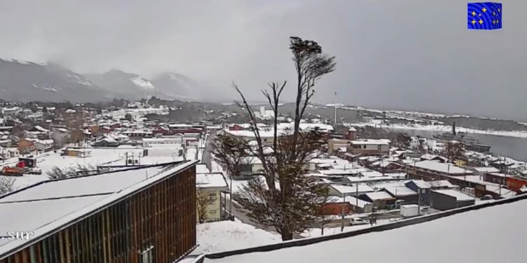 Nevada deja 13 centímetros de acumulación en Puerto Williams y activa operativo para despejar caminos