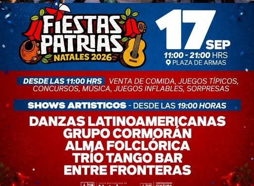 ¡En Natales, Fiestas Patrias para Todos!Música, gastronomía y tradición se toman la Plazade Armas.