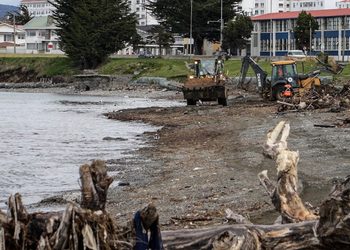 Punta Arenas retira 200 toneladas de troncos y basura del borde costero tras el temporal
