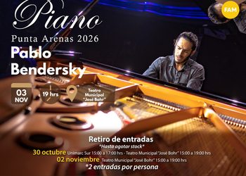 Pianista Pablo Bendersky se presentará gratuitamente en el Teatro Municipal de Punta Arenas